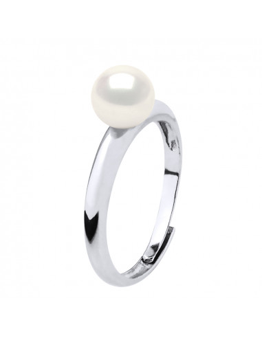 Anello anello in argento 925 e 6 mm di perle di cultura - 4 colori - Noa