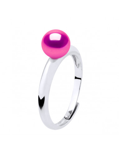 Anello anello in argento 925 e 6 mm di perle di cultura - 4 colori - Noa