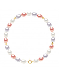 Bracelet Fermoir et Viroles Or en Perles de Culture Grain de Riz 4 mm - 3 Coloris - MADDY
