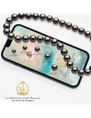 Orecchini pendenti in oro con 6 perline tahitian 8 mm Poir - Magarava