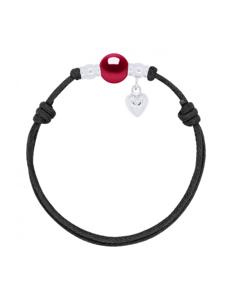 Bracciale in vera argento argento Braccialetto nero perla nera cavo nero