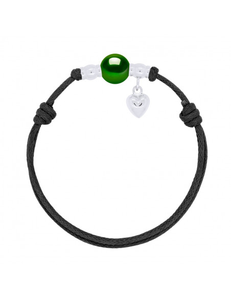 Bracciale in vera argento argento Braccialetto nero perla nera cavo nero