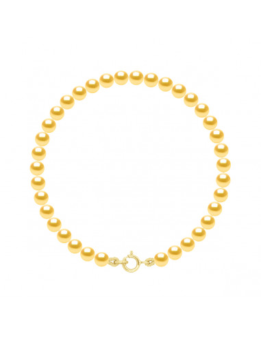 Pulsera de pinza de oro y perlas redondas 4 mm - 7 Color - Veronika