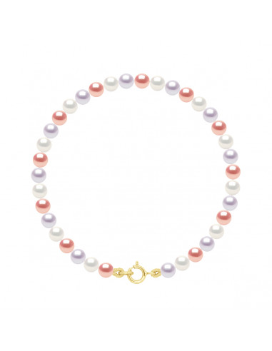 Braccialetto per morsetto d'oro e perle rotonde da 4 mm - 7 colori - Veronika