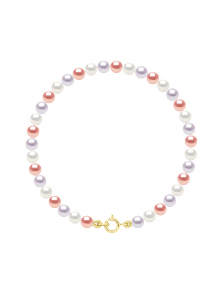 Gold-Klemmarmband und runde Perlen 4 mm - 7 Farbe - Veronika