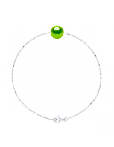 Singapore String Bracelet and 9mm Round Bead 925 - 7 Colors - Jade