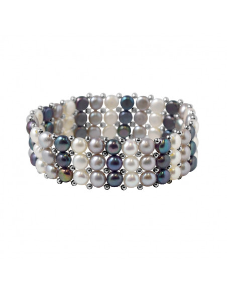 Bracelet 3 rows 4 mm culture beads - 5 colors - Lena