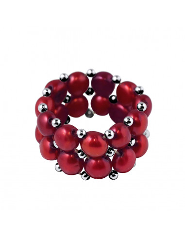 Anello 2 righe perline culturale da 4 mm - 4 colori - Lena