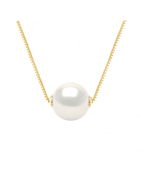 Collier Chaîne en Or et Perle de Culture Ronde 9 mm - 2 Coloris - ANIKA