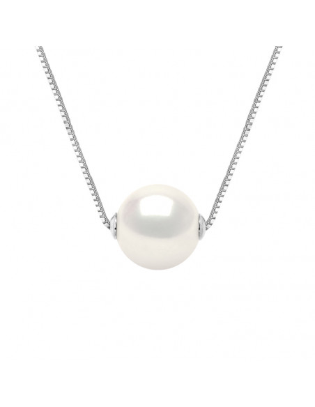 Collier Chaîne en Or et Perle de Culture Ronde 9 mm - 2 Coloris - ANIKA