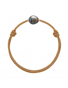 Bracelet Lien LUXE en Argent 925 et Perle de Tahiti Cerclée 10 mm - Plusieurs Coloris - TEAHEA