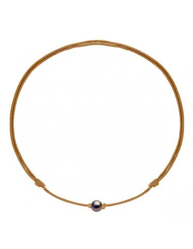 Adjustable Link Necklace Tahitian Bead Round 10-11 mm - 5 Cord Colors - Fanoe