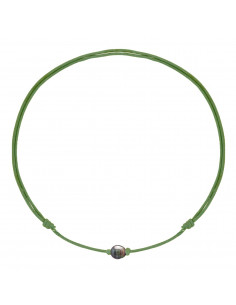 Collier Perle de Tahiti Cerclée 10 mm - Lien Ajustable en 5 Coloris - TAHAA