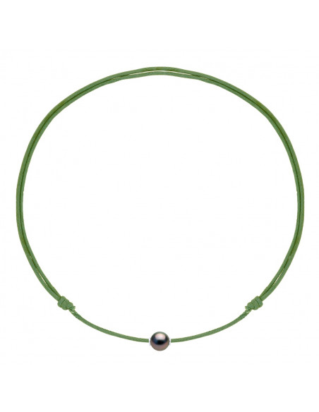 Collier LUXE Lien Perle de Tahiti Ronde 10-11 mm - Lien Ajustable 5 Coloris - BORA BORA