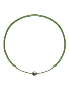 925 Silber Luxus Link Halskette und Tahiti Perle 10 mm - 5 Schnurfarben - TeeA