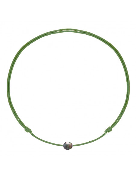 925 Silber Luxus Link Halskette und Tahiti Perle 10 mm - 5 Schnurfarben - TeeA