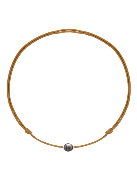 925 Silver Luxury Link Necklace and Tahiti Bead 10 mm - 5 Cord Colors - Teahea