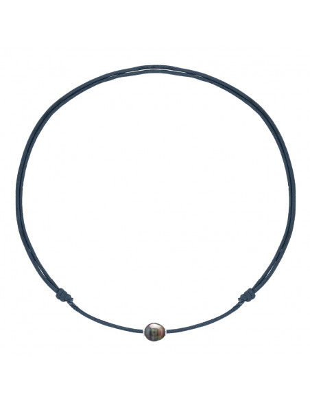 925 Silber Luxus Link Halskette und Tahiti Perle 10 mm - 5 Schnurfarben - TeeA