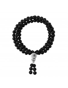 Bracelet Tibétain Triple Rang en Agate Noire Mate - Fermoir Argent 925 - OYA