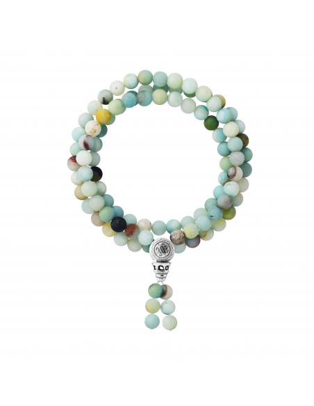 Braccialetto tibetano Tripla Rank in Amazonite - 925 Argento Chiusura - OYA