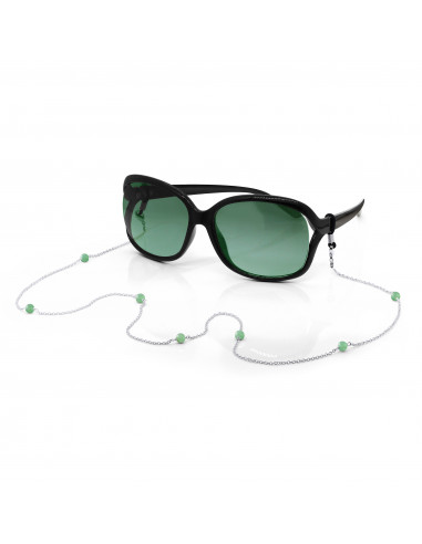 Glasses chain, 925 silver mask door and green adventurine - Analyza