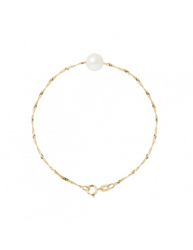 Gold chain bracelet and 8 mm culture pearl - 4 colors - Alix