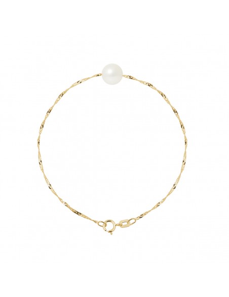 Pulsera de cadena de oro y perla de cultivo de 8 mm - 4 colores - Alix