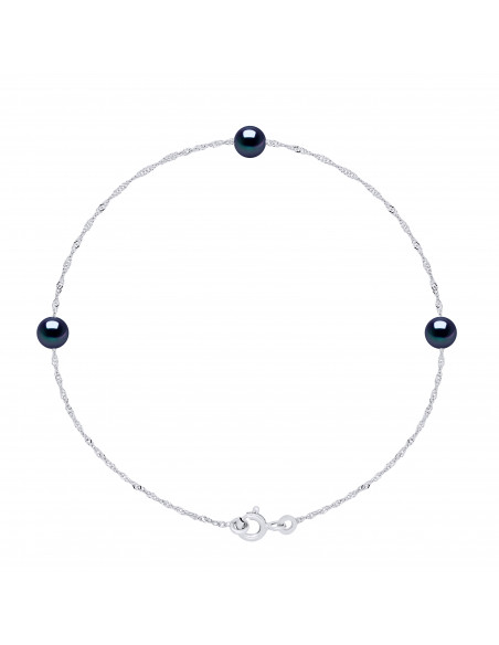 Bracciale 3 perle coltivate rotonde 5 mm in argento 925 - 2 colori - romy