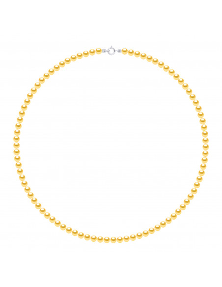 Round Culture Bead Necklace 4-5 mm with Gold Clasp - 5 Colors - Rikitea