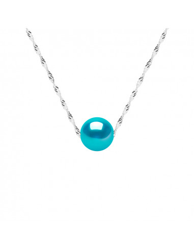 Gold Chain Necklace and Round Culture Bead 9 mm - Alicia