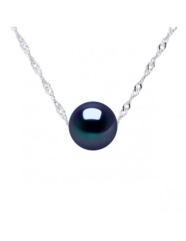 Gold Chain Necklace and Round Culture Bead 9 mm - Alicia