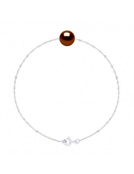 Braccialetto a catena di Singapore e perla rotonda da 7 mm in argento 925 - 7 colori - Jada