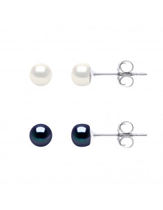 Coffret 2 Paires Boucles d'Oreilles - Perles de Culture 5 mm - Argent 925 - NOAMAMI