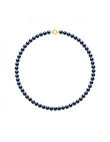 Perle di coltura rotonda per collana 6 mm con chiusura prestigio in oro 18 carati - 5 colori - Amya