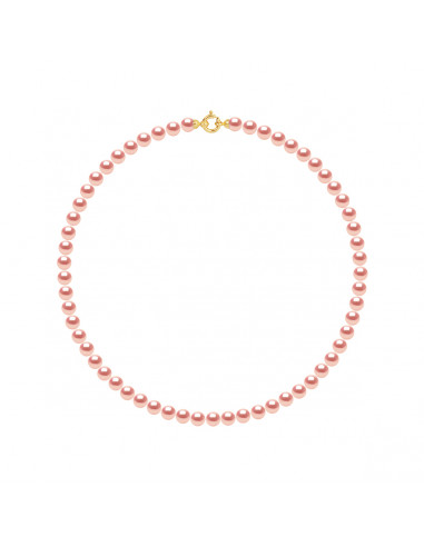 Perle di coltura rotonda per collana 6 mm con chiusura prestigio in oro 18 carati - 5 colori - Amya