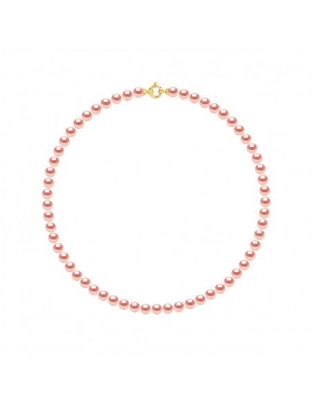 Perle di coltura rotonda per collana 6 mm con chiusura prestigio in oro 18 carati - 5 colori - Amya