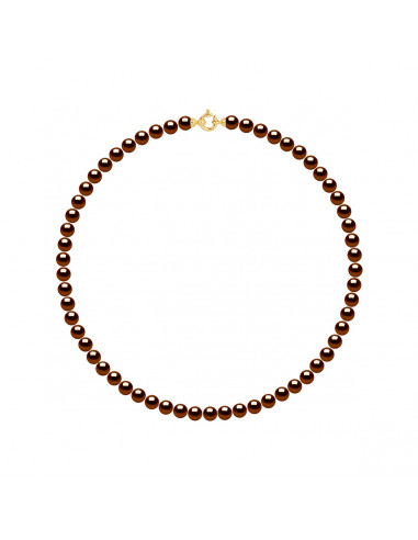 Perle di coltura rotonda per collana 6 mm con chiusura prestigio in oro 18 carati - 5 colori - Amya