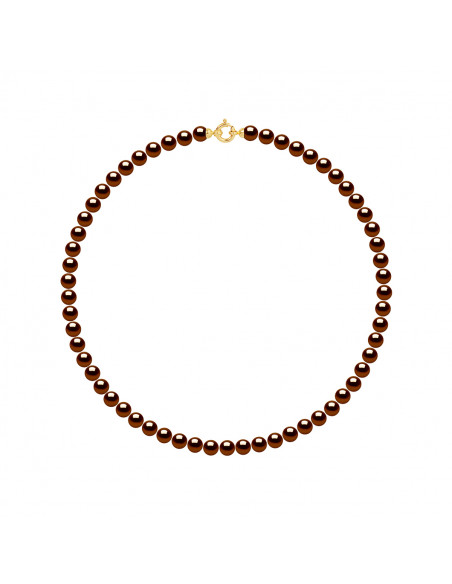 Perle di coltura rotonda per collana 6 mm con chiusura prestigio in oro 18 carati - 5 colori - Amya