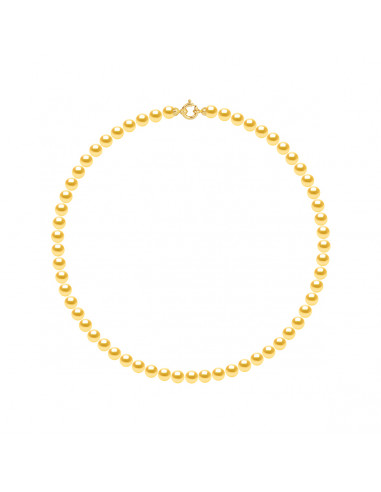 Perle di coltura rotonda per collana 6 mm con chiusura prestigio in oro 18 carati - 5 colori - Amya
