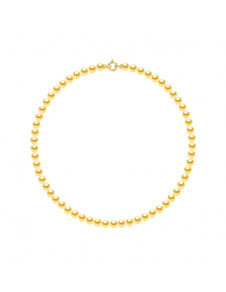 Perle di coltura rotonda per collana 6 mm con chiusura prestigio in oro 18 carati - 5 colori - Amya