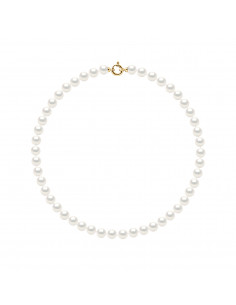 Collier en Fermoir Prestige en Or, Rang de Perles Rondes 7 mm - 42 cm - 2 Coloris - ANKANIA