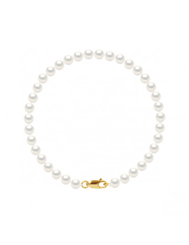 Gold Carabiner Clasp Bracelet and Round Culture Beads 5 mm - 2 Colors - Kate