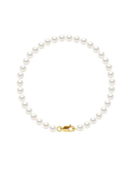 Gold Cabinet Clasp Bracelet and Round Culture Beads 6 mm - 2 Colors - Katya