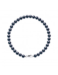 Bracelet Fermoir Mousqueton en Or et Perles de Culture Rondes 6 mm - 2 Coloris - KATYA