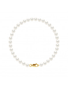 Bracelet Fermoir Mousqueton en Or et Perles de Culture Rondes 7 mm - 2 Coloris - KARMA