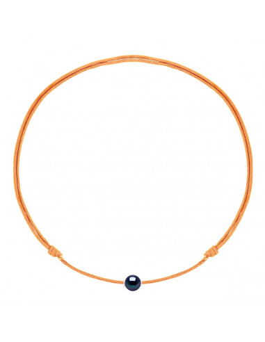 Luxury Necklace Sliding Link Black Culture Bead 9 mm - 9 Cord Color - Mona