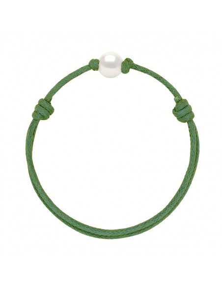 Bracelet Lien Coulissant Perle de Culture Blanche 9 mm - 12 Coloris de Cordon - ANA