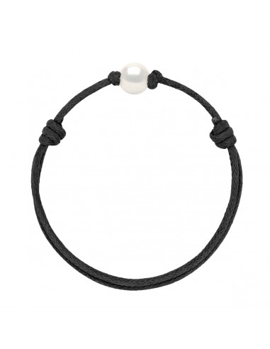 Sliding Link Bracelet White Culture Bead 9 mm - 12 Cord Colors - Ana