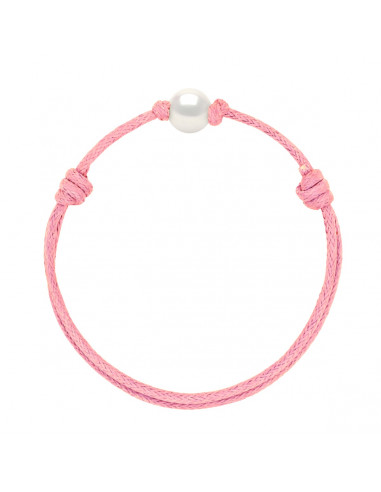 Sliding Link Bracelet White Culture Bead 9 mm - 12 Cord Colors - Ana