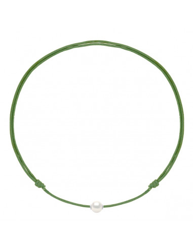 Cuello de enlace de lujo corredera de cultivo blanco Cuenta 9 mm - 9 Color del cordón - ONA